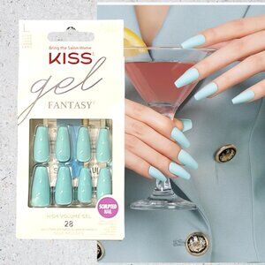 NEW Blue Kiss Gel Fantasy, Long Coffin Nails, glossy